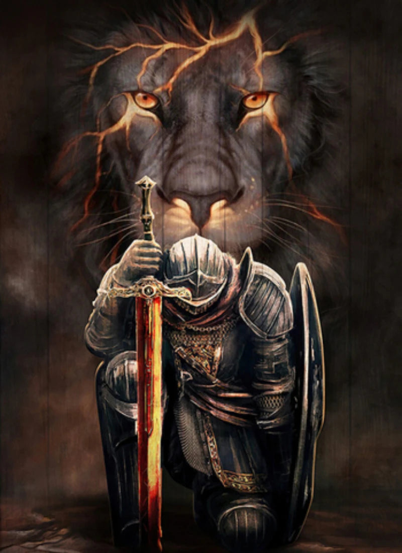 Classic Christian Wall Art Bible Jesus Lion And Warrior Oil On Canvas Posters And Prints Living Room Decoration Gifts