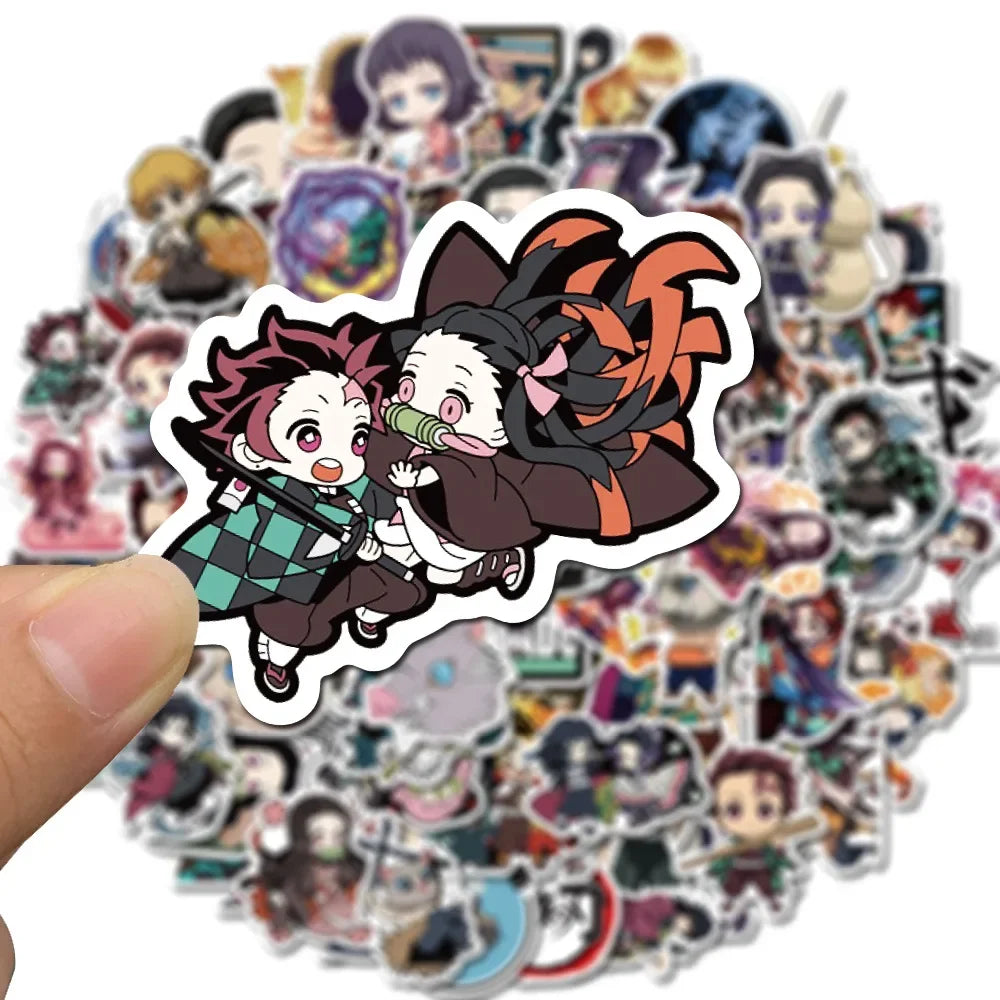 100 autocollants Demon Slayer, anime japonais, pour graffiti, skateboard, réfrigérateur, carnet, bagages, autocollant imperméable