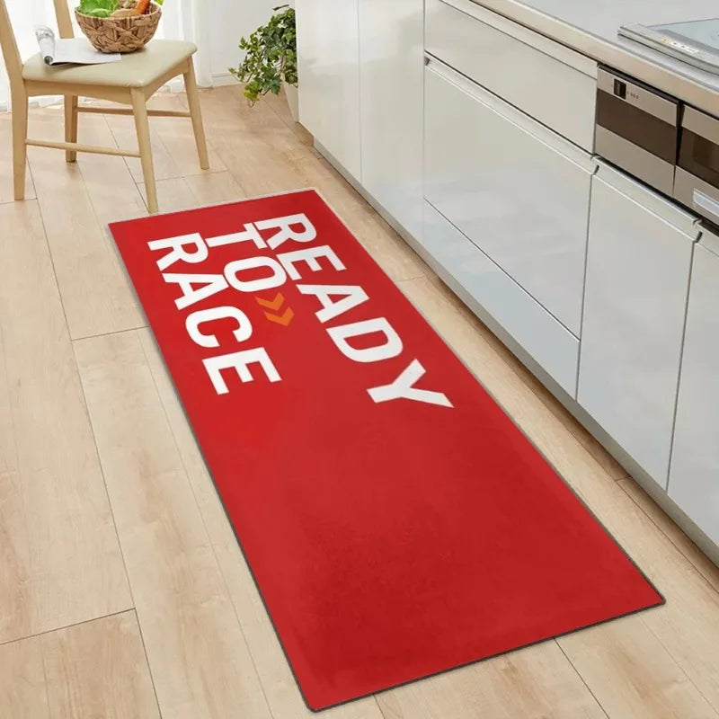 Tapis de garage pour moto « Ready To Race » Tapis de présentation de moto de course Tapis de moto cool Antidérapant Décoration de la maison