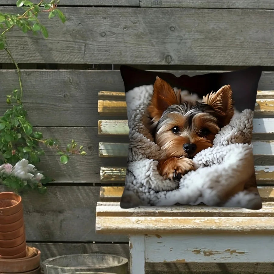 VIKAMA Adorable Puppy Print Decorative Pillowcase, Multi-Size Pillow for Living Room, Office, and Bedroom Home Decor