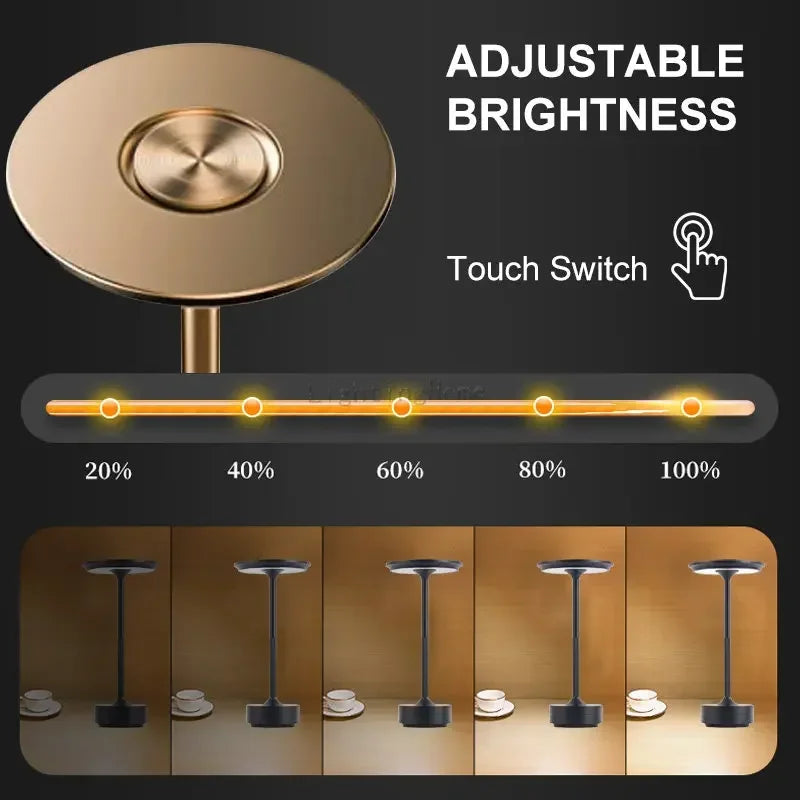 Lampe de table tactile LED en métal Lampe de chevet portable sans fil Lampe LED nordique rechargeable Décoration de table basse