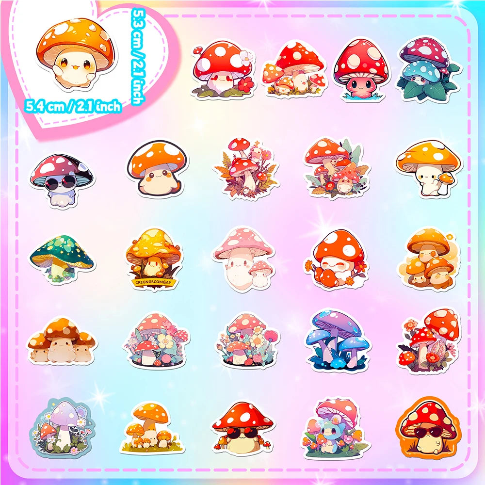 10/30/50/100pcs Autocollants Kawaii Champignon Esthétique Graffiti Décalcomanies Ordinateur Portable Scrapbook Téléphone Valise Décoration Autocollant Jouet pour Enfants