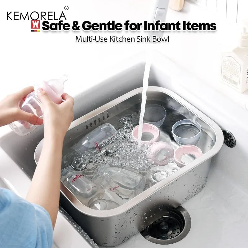 Lavabo portátil de 10L, de acero inoxidable, grande, multiusos, para cocina, fregadero, lavadero de verduras