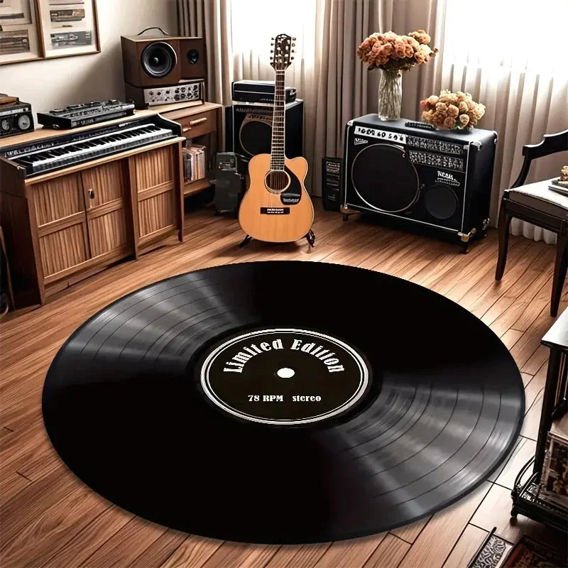 Alfombrilla de suelo de vinilo vintage VIKAMA - Antideslizante y resistente a las manchas para sala de estar, alfombra de cabecera de dormitorio, decoración del hogar