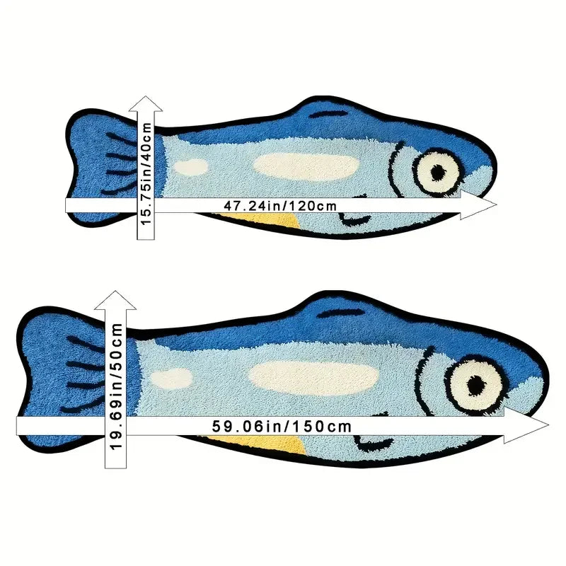 Tapis Vikama Motif Poisson Salé Bleu De Dessin Animé, Doux Et Lavable Pour La Décoration Intérieure, Adapté Aux Salons, Chambres, Entrées Et Cuisines