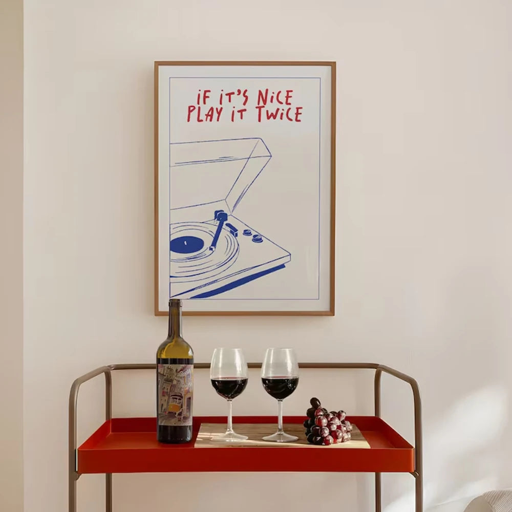 Musique Moderne Jouez-la Deux Fois Art Mural Rétro Groovy Impressions Cadeau Tendance Peinture sur Toile Affiche Photo Pour Salon Décoration Murale Maison