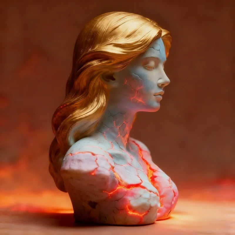 Figura de la Doncella Llameante Alma Rota Llama Roja Estatua Gótica Chica Anime Oscura Decoración de Mesa para Adolescentes Mujeres Regalo de Halloween