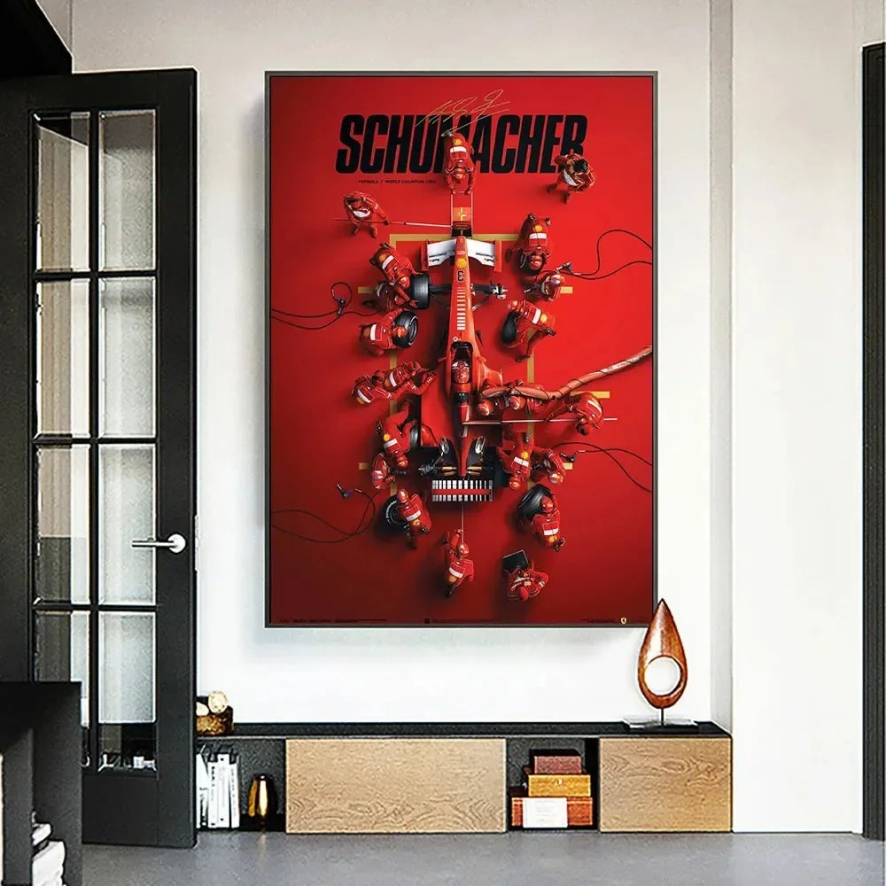 Póster clásico de Michael Schumacher de F1, arte de pared, impresiones en lienzo HD, para sala de estar, dormitorio, decoración de club