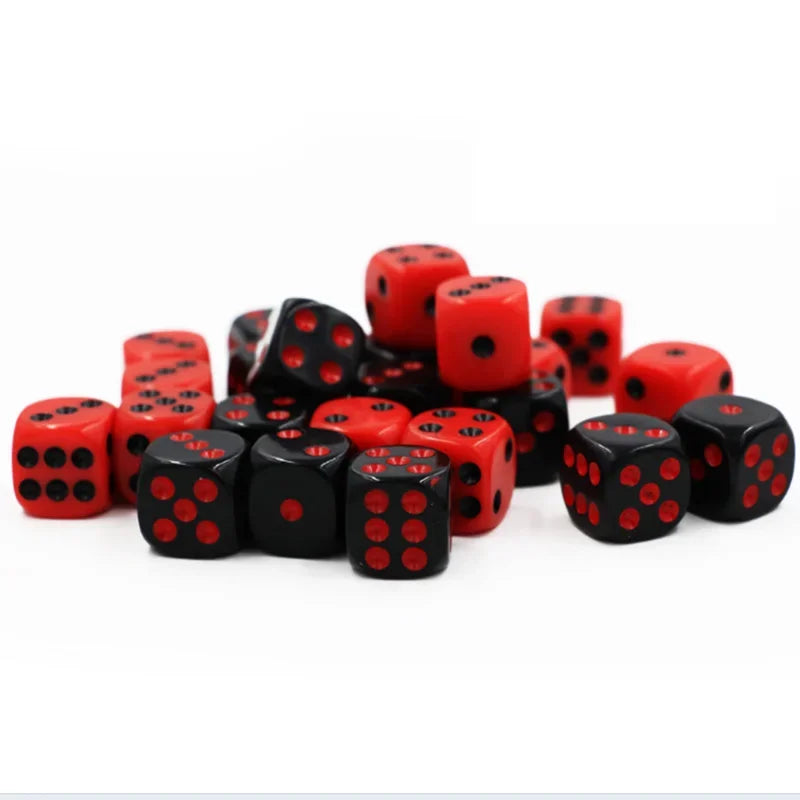 24 dés/ensemble avec sac en velours, ensemble de dés rouges/noirs 16 mm