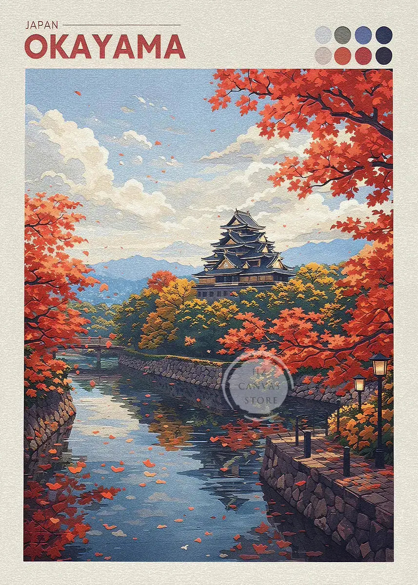 Japan Cityscape Poster Tokyo Shizuoka Cherry Blossoms Mt.Fuji Autumn Torii Gate Okayama Castle Canvas Print Living Room Decor
