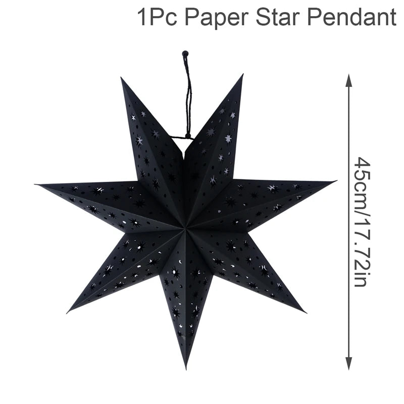 30-75cm Hollow Star Hanging Pendant Eid Mubarak Christmas Ramadan Decoration 2024 Islamic Muslim Party Decor Ramadan Kareem Gift