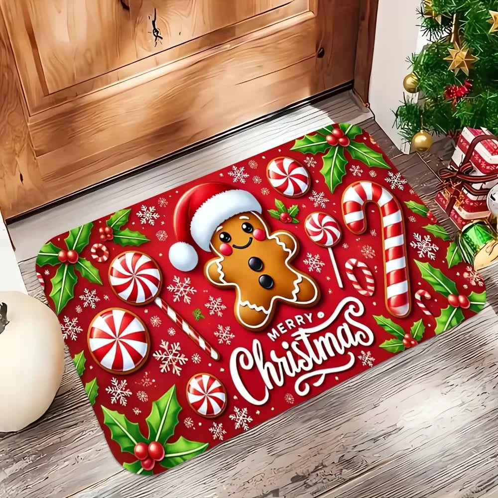Alfombra de Navidad VIKAMA, felpudo de hombre de jengibre, alfombra suave de bienvenida para sala de estar, alfombra para dormitorio, alfombra de exterior para decoración del hogar