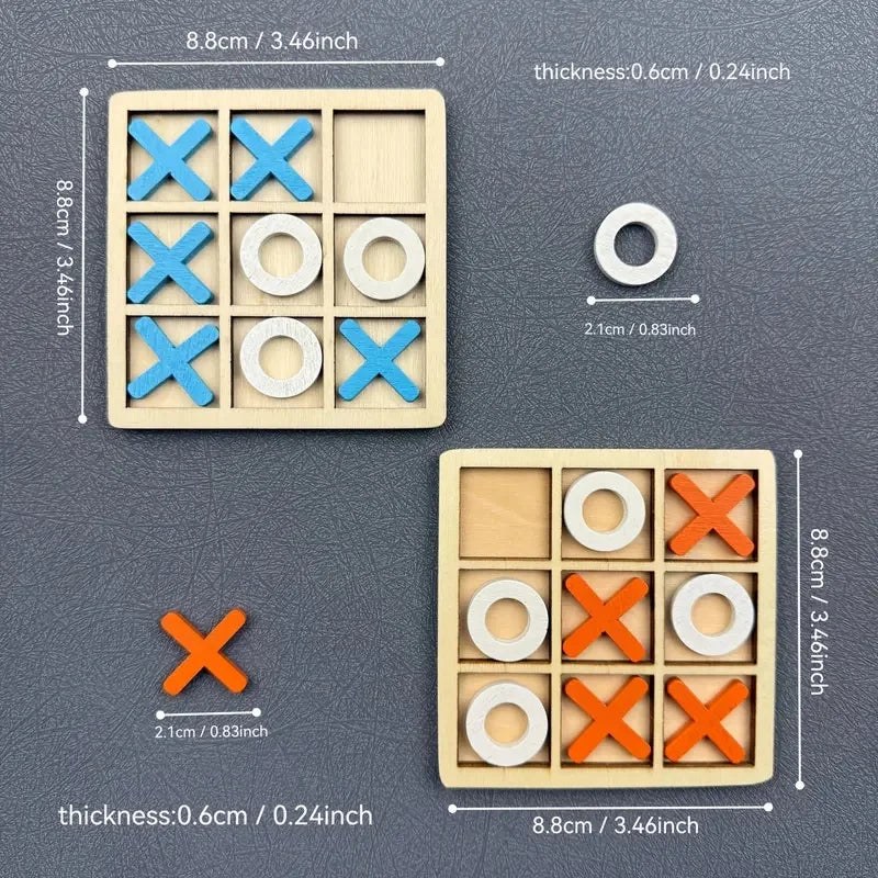 Jeu de puzzle en bois de Tic Tac Toe pour deux joueurs, jeu de société interactif de logique et de stratégie, cadeau d'anniversaire pour garçons et filles, pour fêtes de famille