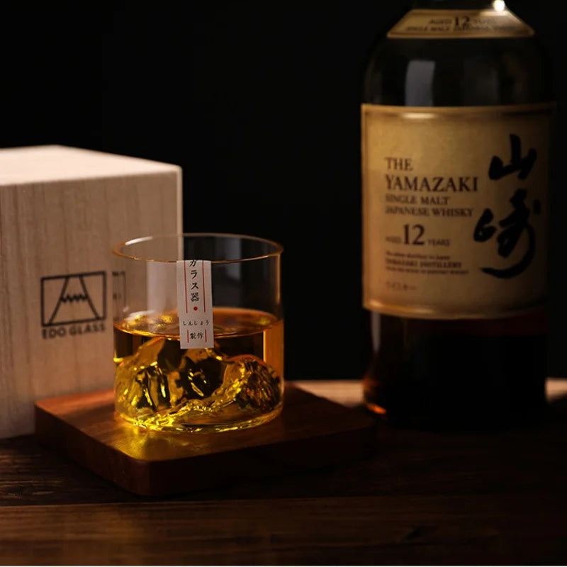 Tasse à thé japonaise en verre Glacier Mountain Mont Fuji Tasse à thé en verre résistant à la chaleur Bureau Pratique Rétro Verre à vin Tasse à whisky Maison