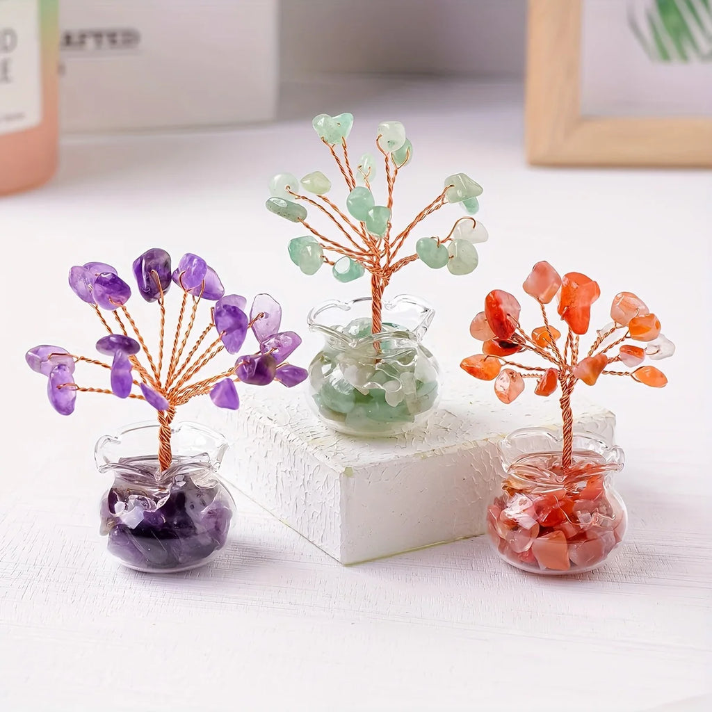 Amethyst Crystal Gravel Tree: Handmade Copper Wire, Healing Stones, Miniature Home Decoration meditation  decoracion