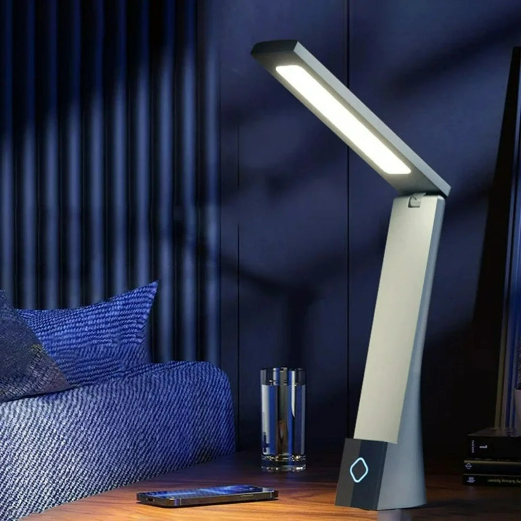 Lampe de bureau pliante LED tactile 3 couleurs, variateur, rechargeable et filaire, protection oculaire, lampe de table d'apprentissage, veilleuse de chevet de chambre