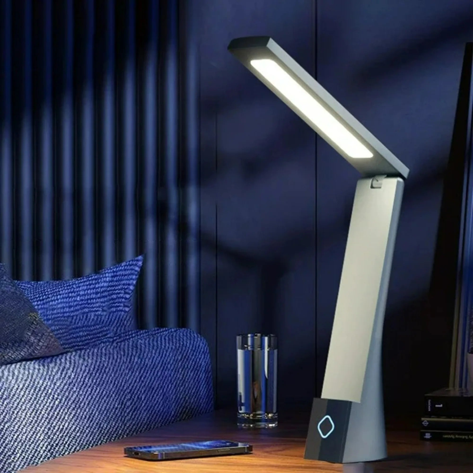 Lampe de bureau pliante LED tactile 3 couleurs, variateur, rechargeable et filaire, protection oculaire, lampe de table d'apprentissage, veilleuse de chevet de chambre