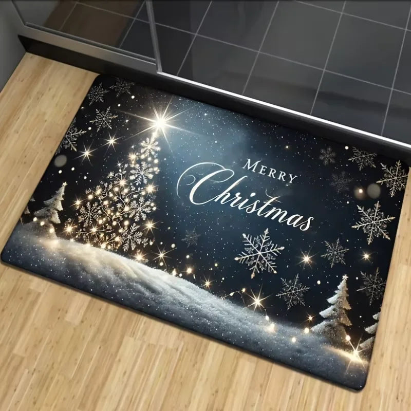 Alfombra de Navidad VIKAMA, felpudo suave, alfombra de árbol de Navidad romántica para sala de estar, alfombra para dormitorio, felpudo de bienvenida para exteriores