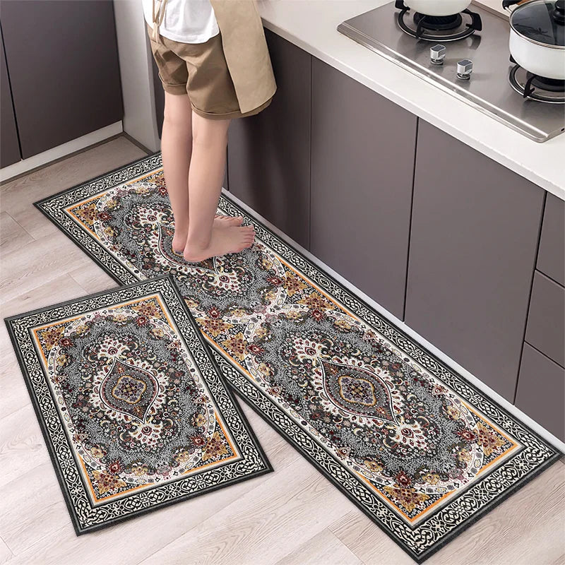 VIKAMA 1/2PCS Alfombra de cocina resistente al aceite, alfombra de baño absorbente de secado rápido, felpudo antideslizante para decoración del hogar