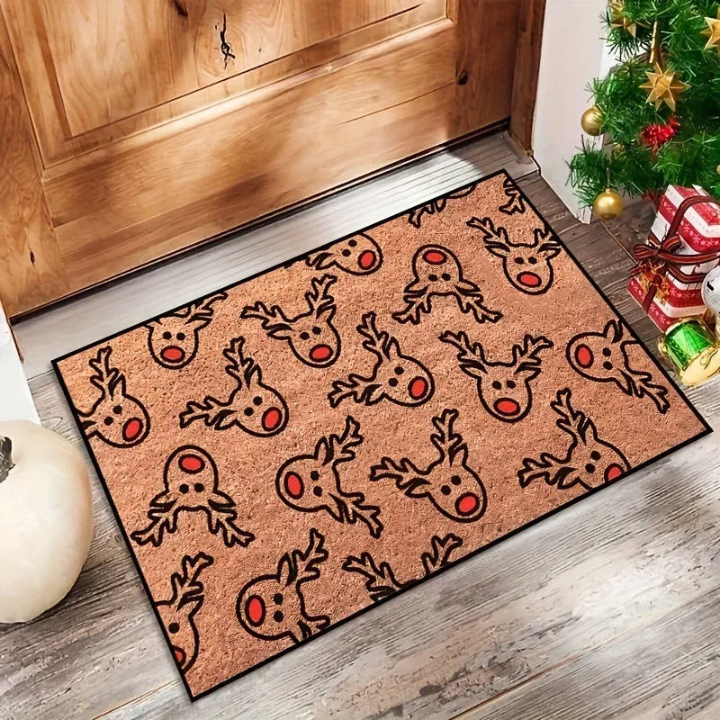 VIKAMA 2025 Paillasson de Noël Renne Tapis de cuisine Intérieur Extérieur Tapis d'entrée Décoration de Noël Bonne Année 2026