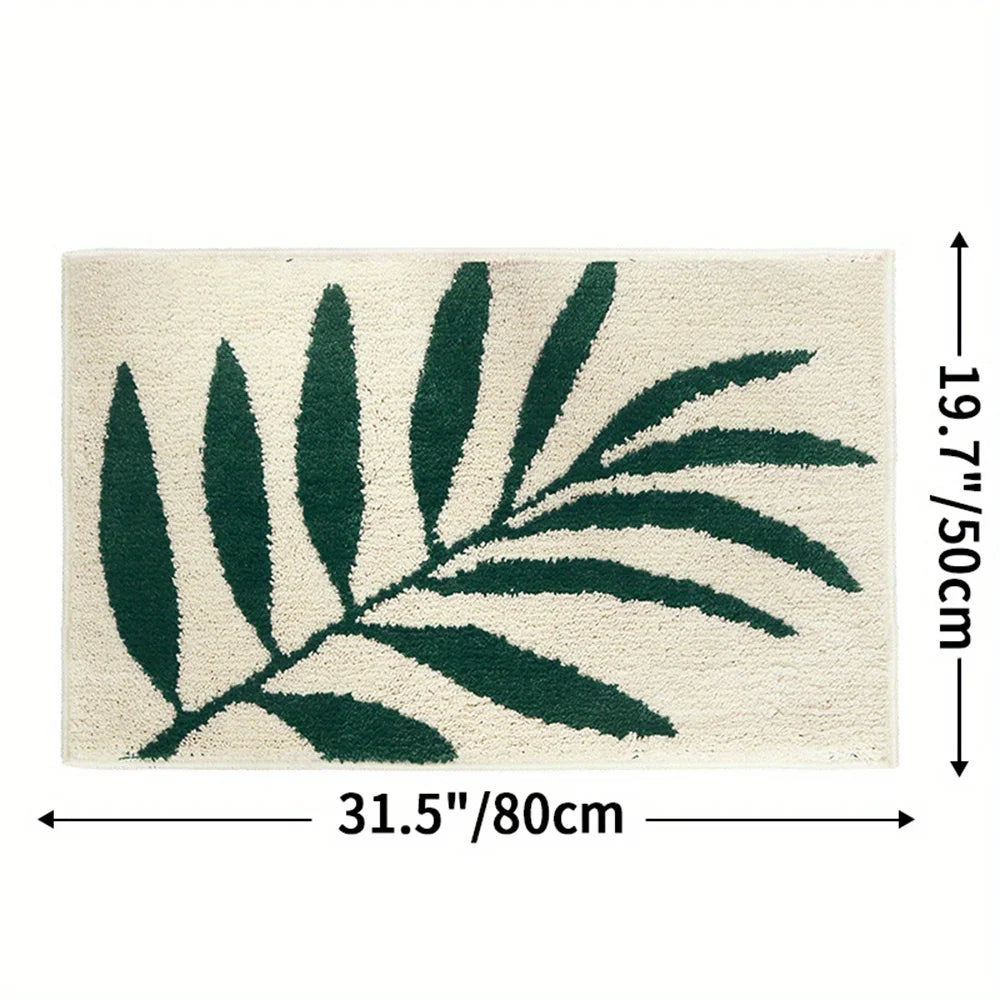 VIKAMA Green Leaf Carpet Soft Absorbent Floor Mat Bathroom Mat Toilet Door Mat Rug For Bedroom Outdoor Carpet Home Decoration