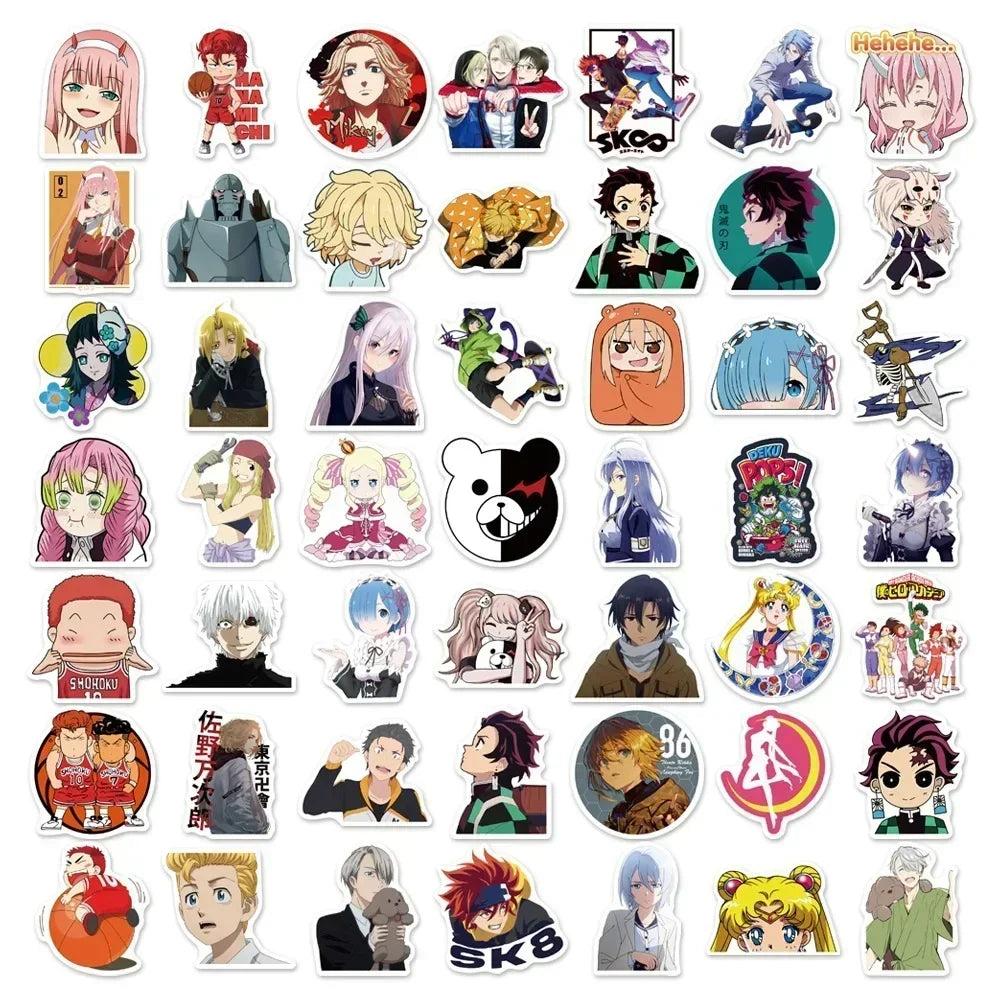 100/300 autocollants animés mélangés autocollants de dessins animés pour ordinateur portable moto bagages téléphone autocollant étanche pour jouet d'enfant
