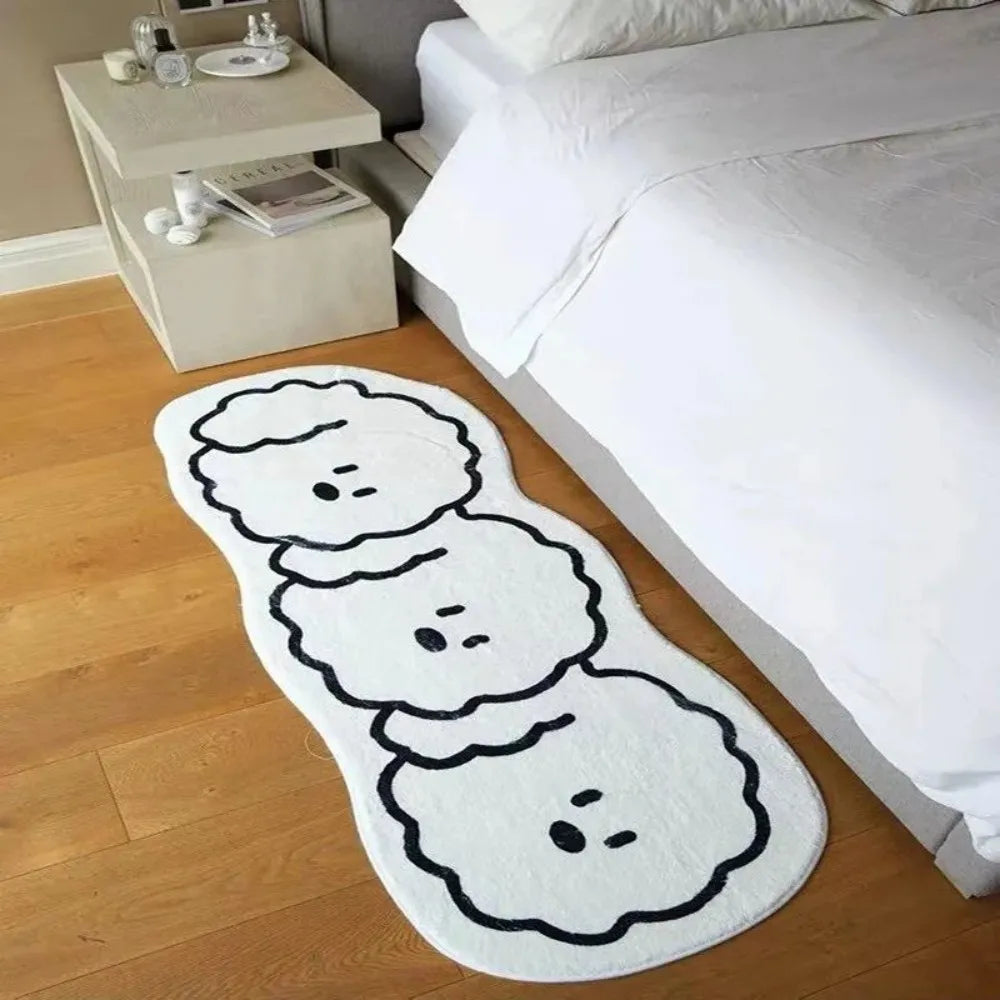 VIKAMA Adorable Chien Blanc Avec Contour Noir Tapis de Chambre et Salon Imperméable Antidérapant Anti-taches Décoration Intérieure