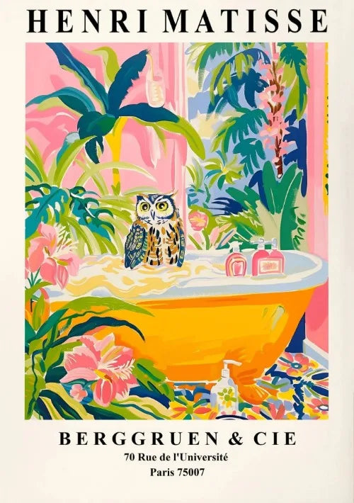 Matisse Animals in The Bathroom Poster Wild Animals Matisse Art Painting Wall Decor Colorful Wall Decoration Canvas Prints Gift