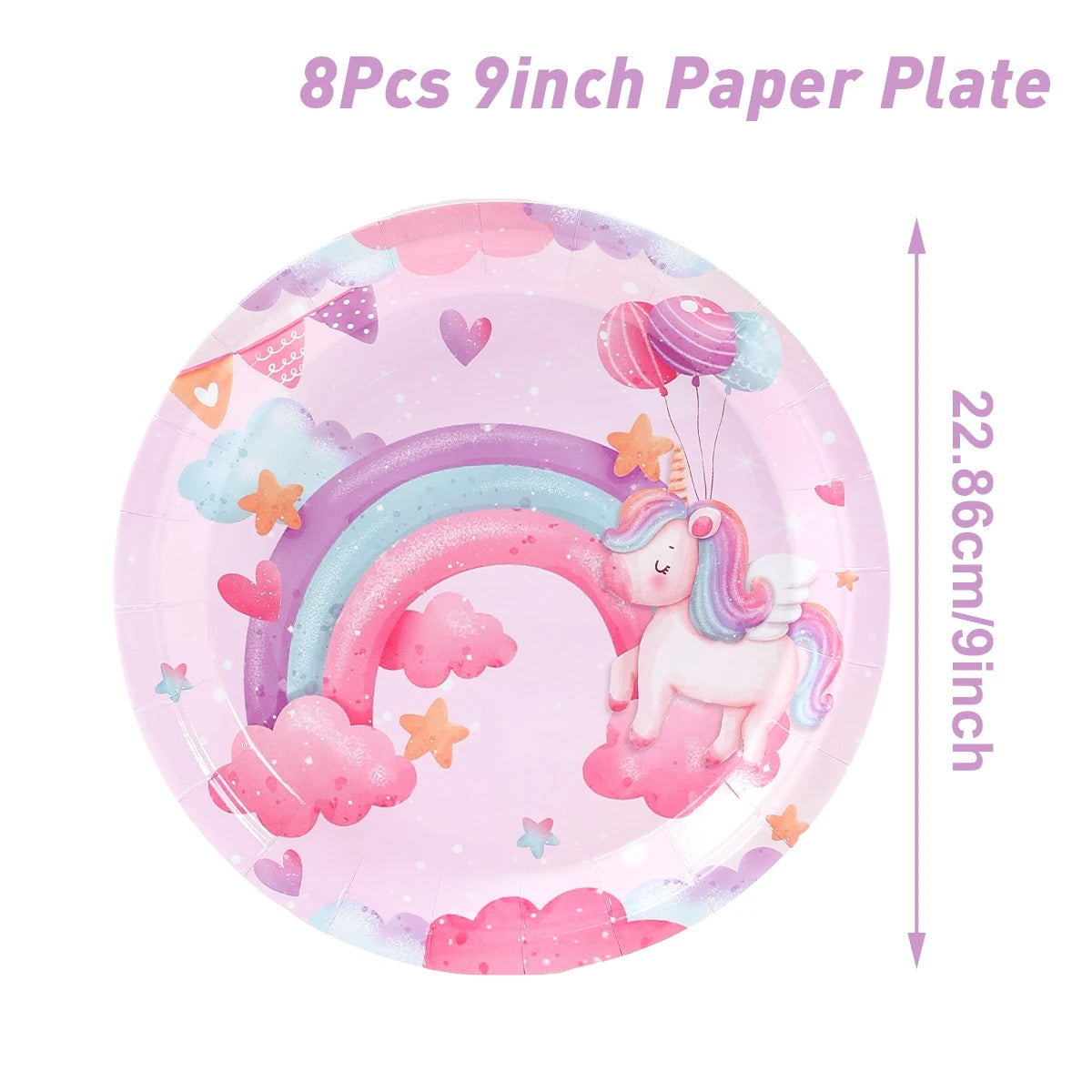 Juego de vajilla desechable de unicornio: platos, vasos, servilletas, decoración de fiesta de cumpleaños para niños y niñas, artículos para fiesta de cumpleaños de boda
