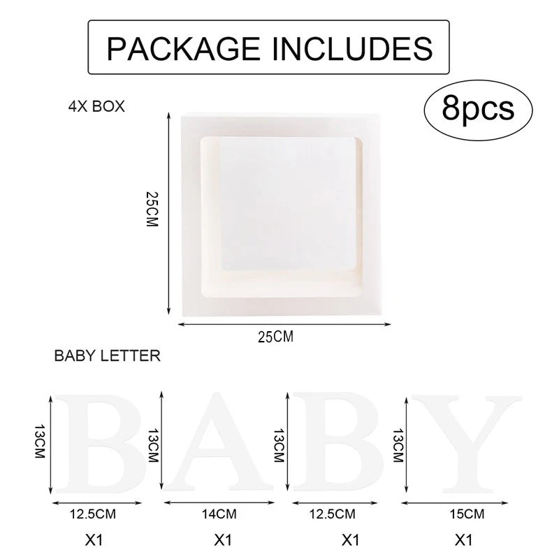 Cajas de globos con letras BABY de 25 cm para Baby Shower de niño o niña, decoración para fiestas de primer cumpleaños de niños, revelación de género
