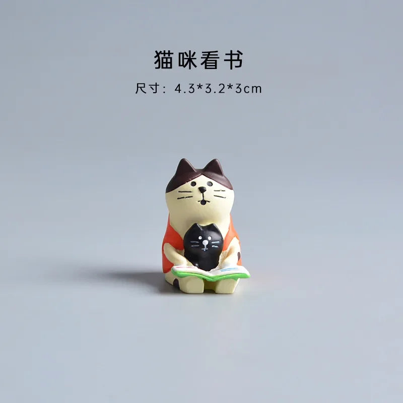 ZAKKA Miniaturas Estudio Estantería Decoración Hogar Lindo Gato de Dibujos Animados Retro Escritorio Gramófono Adorno Artesanía Accesorios Casa de Muñecas Juguete Regalo
