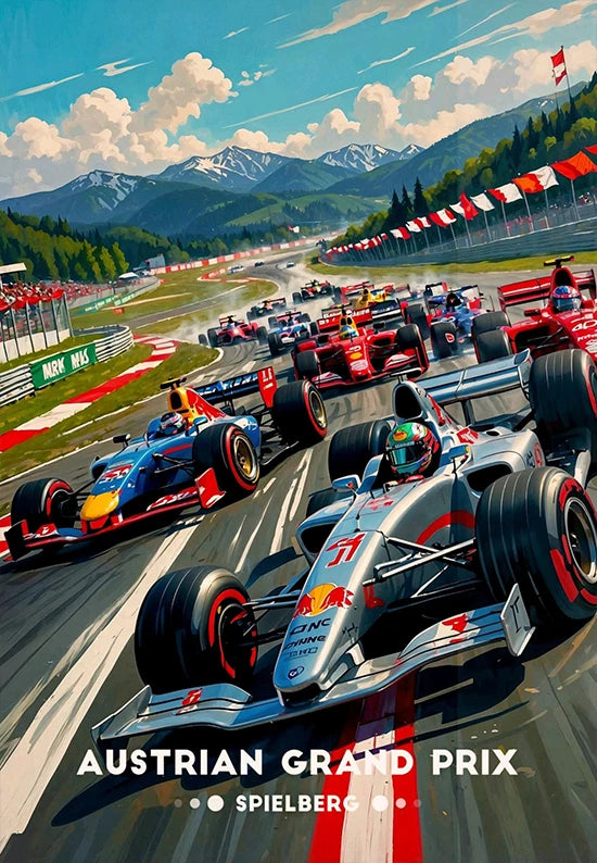 Iconic Formula 1 Racing Grand Prix Poster F1 Super Cars Aesthetic Wall Decor Racing Car Fans Home Room Wall Art Canvas Painting