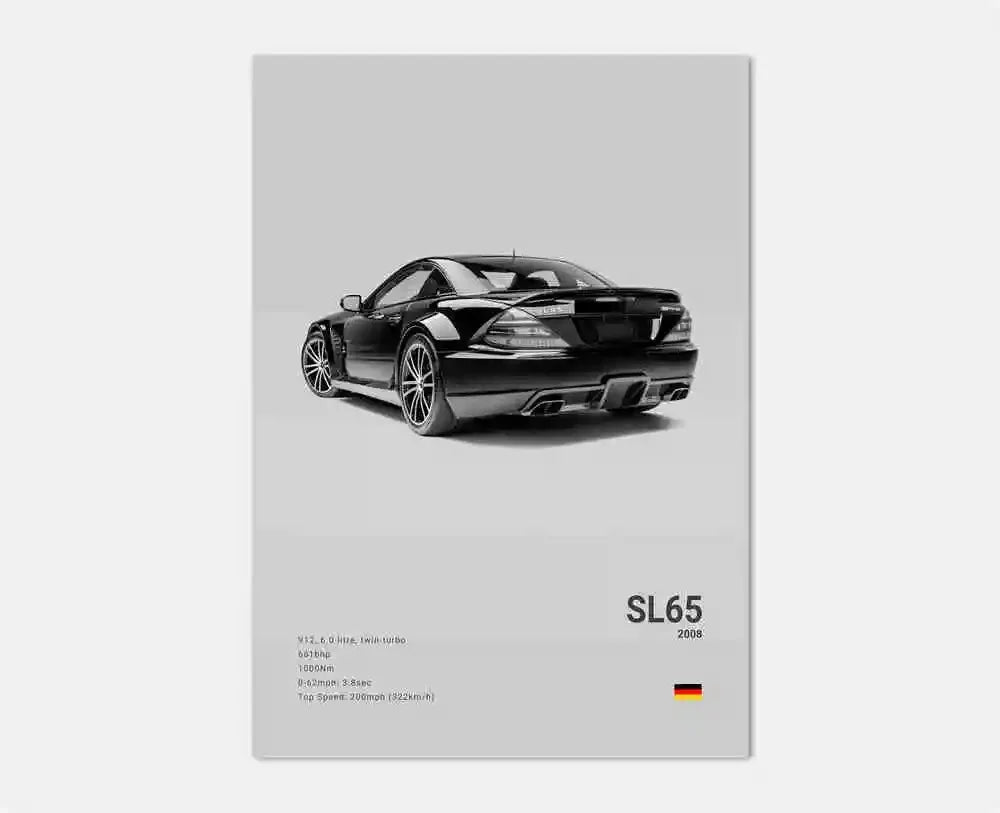 Classic Luxury Black and White Sports Car Wall Art G63 SL Gtr Sedan HD Canvas Painting Poster and Printed Home Living Room Decor