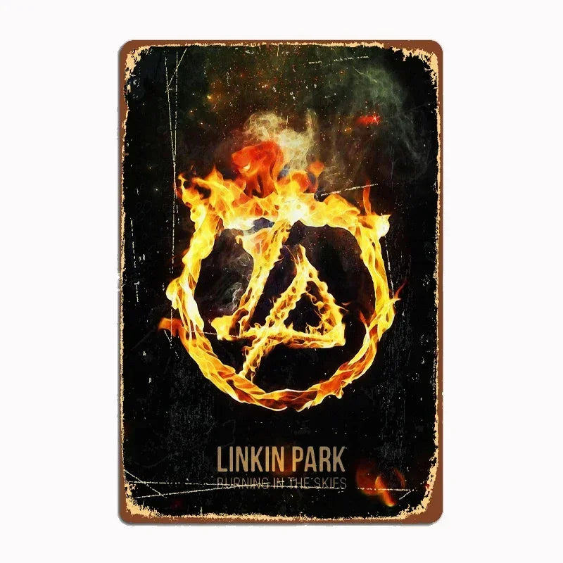 Linkin P-Park Tin Sign Plates by MusicCharmDecor - Retro Metal Posters with Iconic Lyrics & Stage Art, Stylish Design
