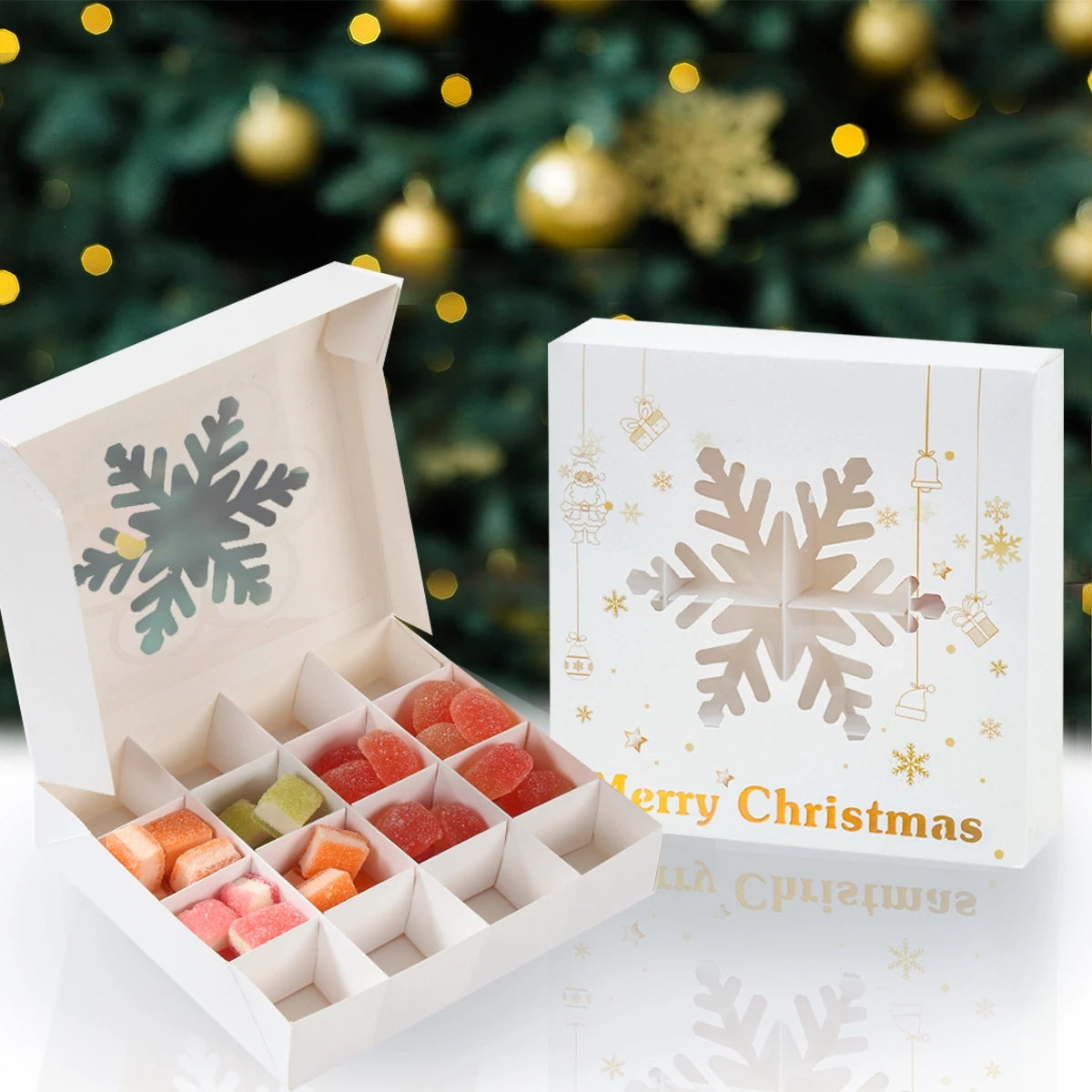 Caja de Galletas de Navidad Caja de Embalaje de Dulces Decoración de Feliz Navidad para el Hogar 2025 Navidad Noel Adorno para Árbol de Navidad Decoración Año Nuevo