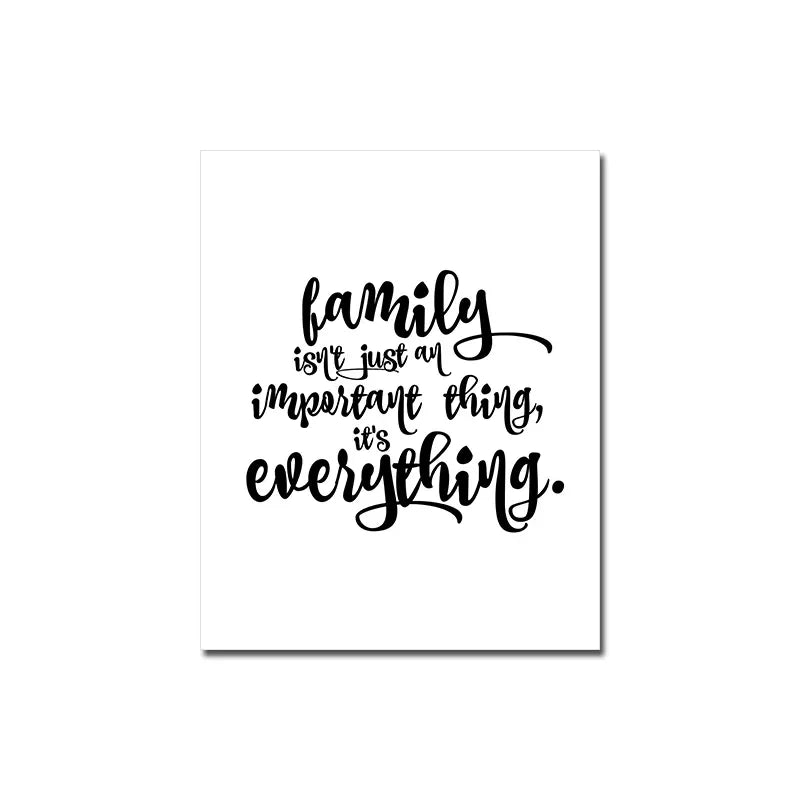 Happy Family Quote Wall Art Black White Poster Love Heart Print Nordic Canvas Painting Minimalist Picture Living Bedroom Decor