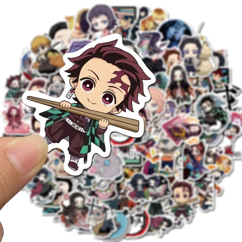 100 autocollants Demon Slayer, anime japonais, pour graffiti, skateboard, réfrigérateur, carnet, bagages, autocollant imperméable