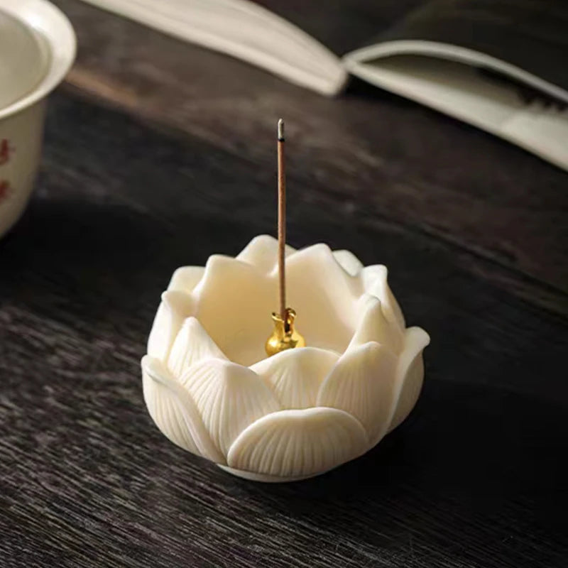 Brûleur d'encens en céramique Lotus, porte-encens en laiton en forme de gourde, porte-bâtonnets d'encens pour Yoga, méditation, Spa, décoration intérieure