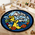 VIKAMA Tapis Rond de Bande Dessinée Tapis de Sol pour Chaise de Jeu d'Ordinateur Tapis de Chambre Fille Tapis de Chambre à Coucher Résistant aux Taches Décoration de Maison