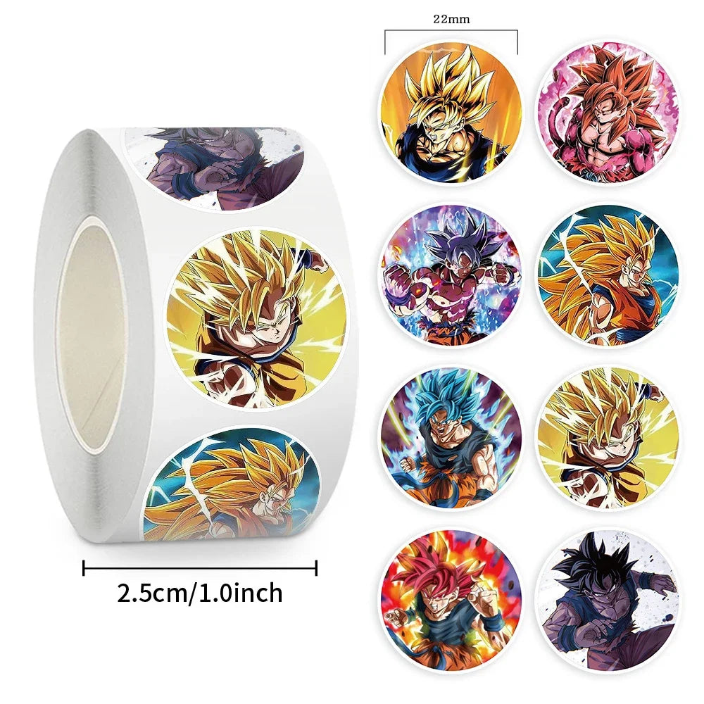 500 autocollants Anime Dragon Ball pour sceller, autocollants Guko mignons de dessin animé, ronds, pour décorer albums, agendas, étiquettes, graffitis