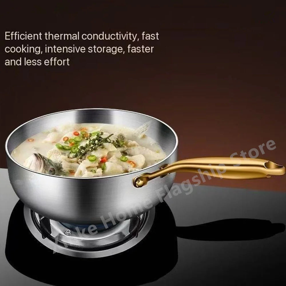 Poêle à frire en acier inoxydable 316, wok profond, sans revêtement, antiadhésive, pour cuisinière à gaz et à induction, ustensile de cuisine universel