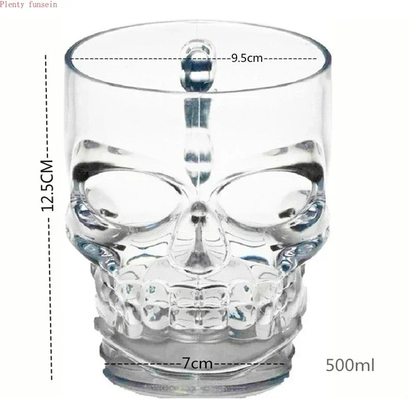 Vaso de cerveza clásico de pirata, 500 ml, cristal, con cara de calavera creativa y hueso, con asa, para beber vino, vodka, esencial para bares y KTV