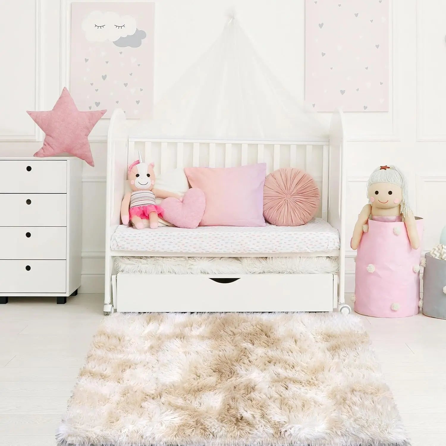 VIKAMA Alfombra de peluche teñida anudada 40x60cm Manta de área suave para el hogar Dormitorio de niñas Manta de cama Habitación infantil Decoración Antideslizante Alfombrilla de piso