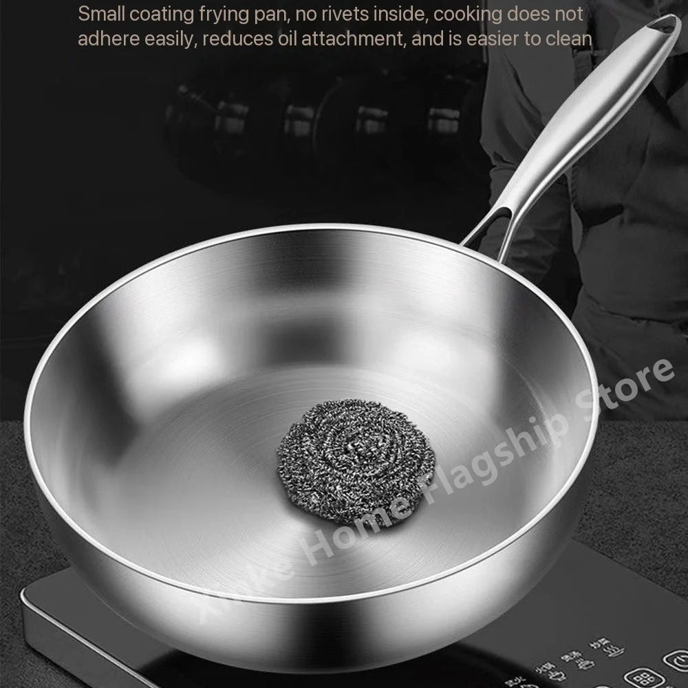 316 Stainless Steel Frying Pan Deepened Wok Uncoated NonStick Skillets Gas Stove Induction Cooker Universal Pan Kitchen Cookware