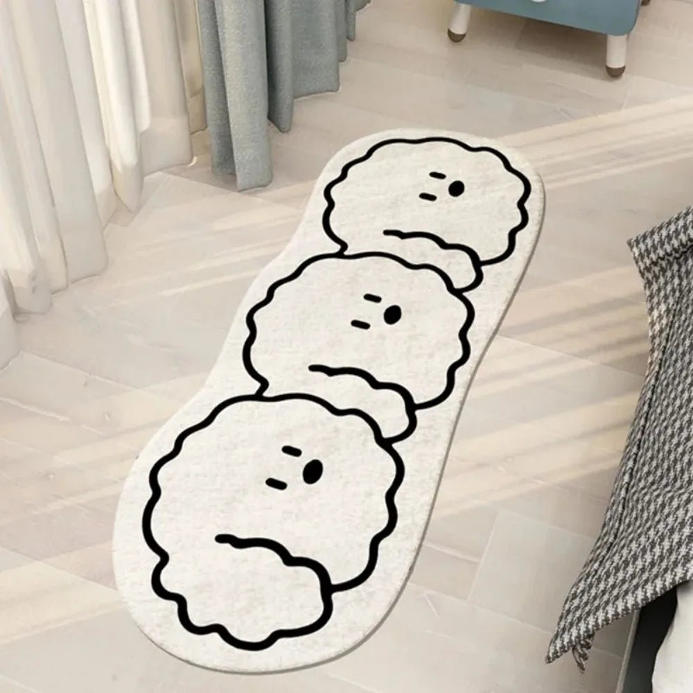 VIKAMA Adorable Chien Blanc Avec Contour Noir Tapis de Chambre et Salon Imperméable Antidérapant Anti-taches Décoration Intérieure