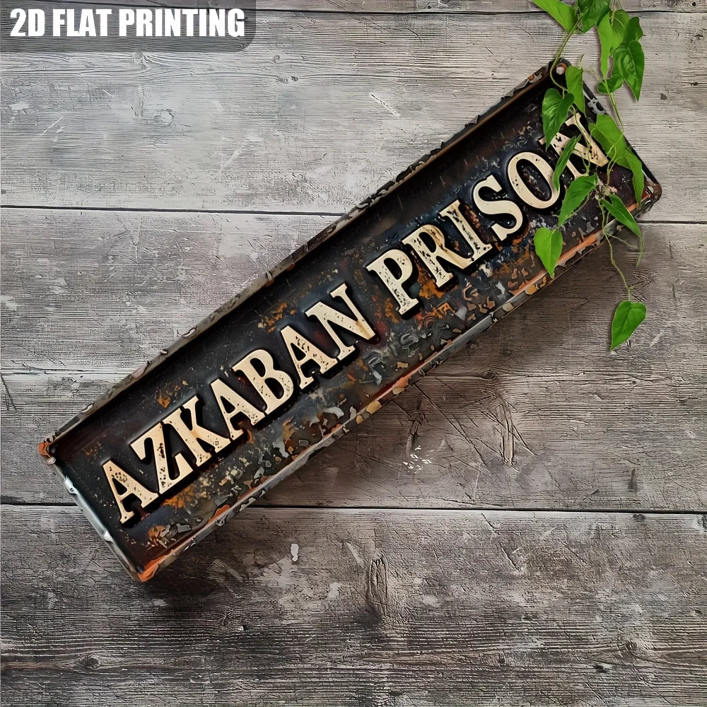 Letrero Vintage de Metal y Aluminio "PRISIÓN DE AZKABAN" - Letrero Decorativo de Pared para Casa, Granja, Dormitorio, Porche | Letrero Vintage Multiusos S