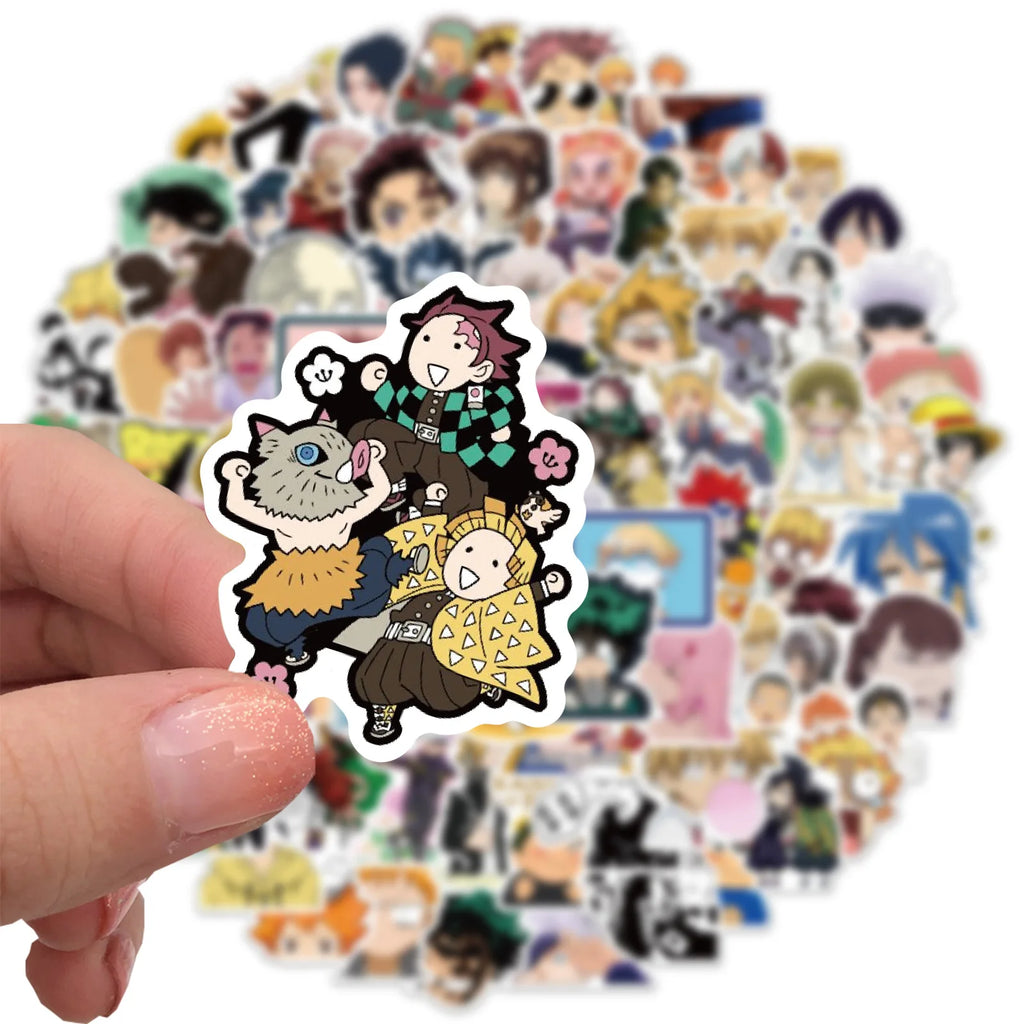 300 pegatinas de anime variadas para niños de One Piece, Jujutsu Kaisen, Dragon Ball, pegatinas de bricolaje para coche, pared, calcomanías geniales de dibujos animados, juguete impermeable