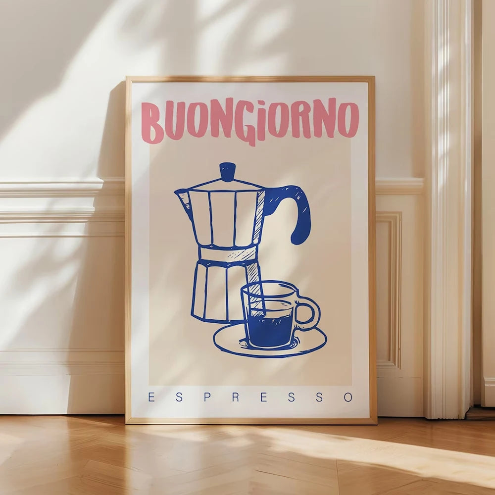 Modern Trendy Retro Vintage Chic Coffee Espresso Wall Art Prints Canvas Painting Poster Picture For Office Kitchen Home Decor