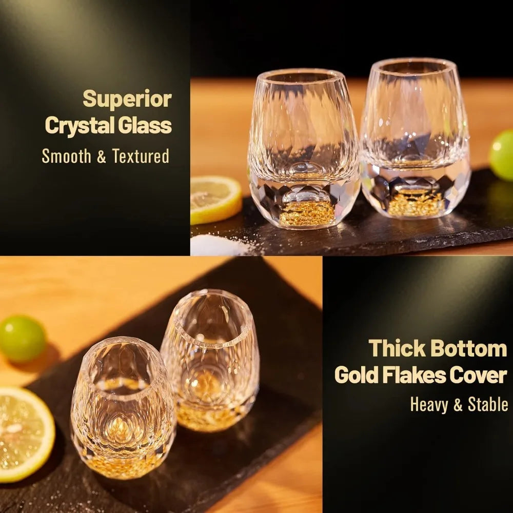 Juego de copas de vino de cristal de 15 ml, lujoso y encantador juego de bebida sin BPA, perfecto para coleccionar, decorar y celebrar