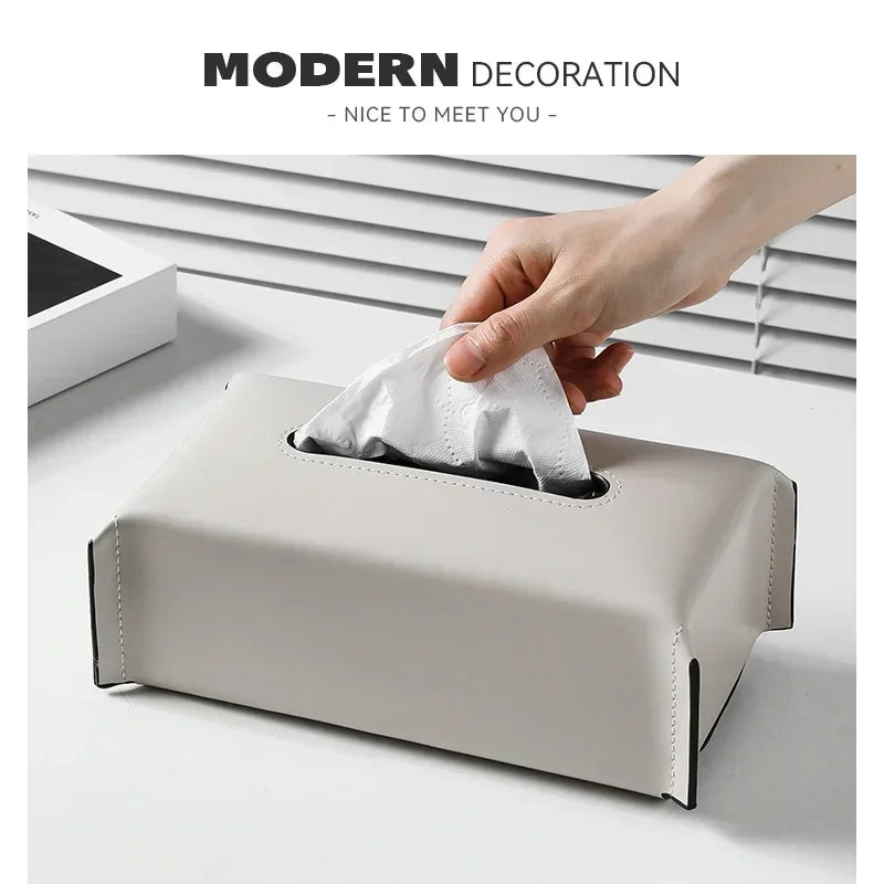 Nouvelle boîte à mouchoirs en cuir tressé, étui à serviettes de luxe, couvercle en papier, support de mouchoirs de voiture, décoration de table de maison et de bureau